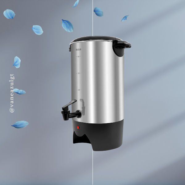 Alquiler de Cafetera o percoladora de acero inoxidable de gran tamaño para eventos corporativos y coffee breaks.