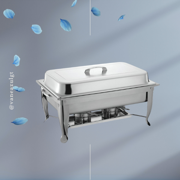 Alquiler de Chafing dish o calentador de acero inoxidable para mantener la comida caliente en el banquete de catering.